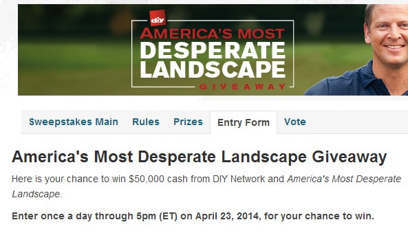 Best ideas about DIY Com Sweepstakes
. Save or Pin DIY Network America s Most Desperate Landscape Giveaway Now.