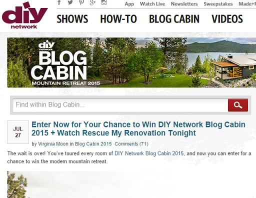 Best ideas about DIY Com Sweepstakes
. Save or Pin diy network Blog Cabin sweepstakes 2015 Sweeps Maniac Now.