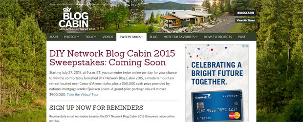 Best ideas about DIY Com Sweepstakes
. Save or Pin DIY Network Blog Cabin Sweepstakes Now.