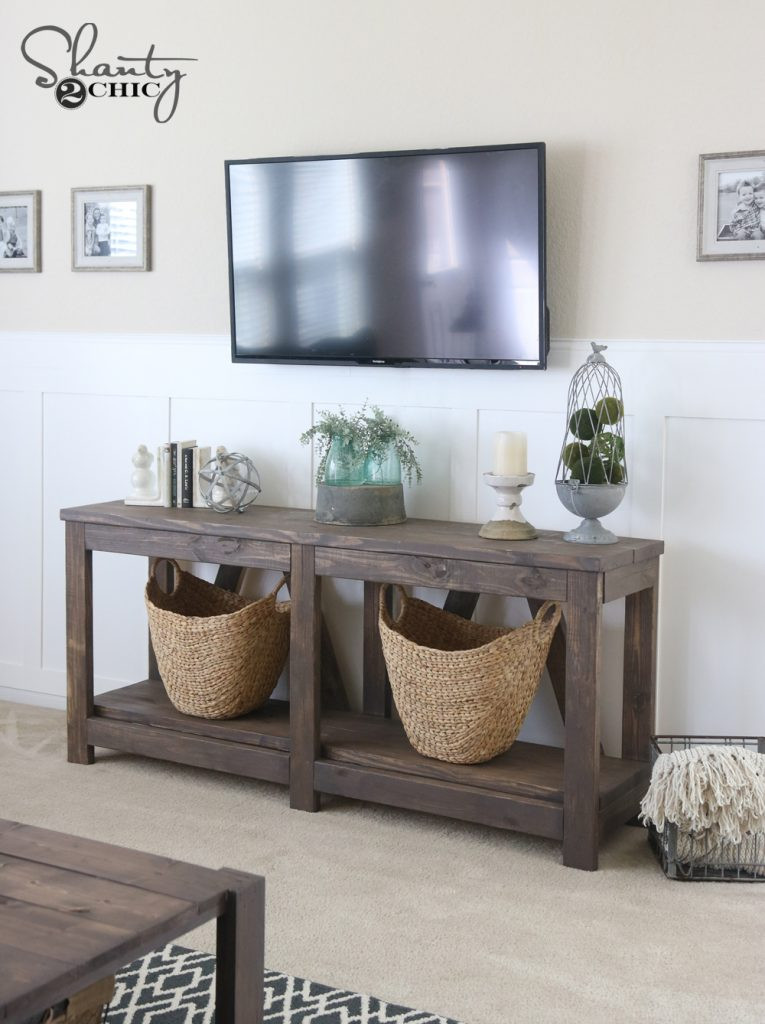 Best ideas about DIY Console Table
. Save or Pin DIY Diagonal Base Farmhouse Console Table Shanty 2 Chic Now.