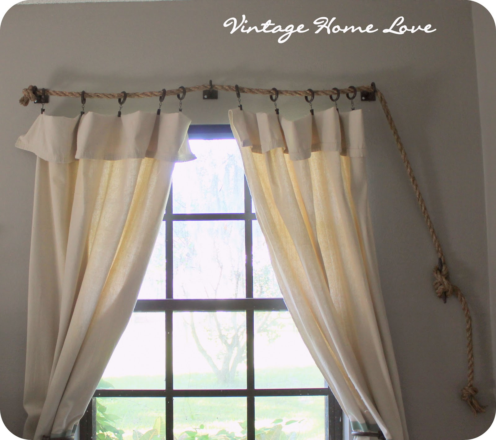Best ideas about DIY Curtain Rod
. Save or Pin Vintage Home Love Rope Curtain Rod AND DIY Curtains Now.