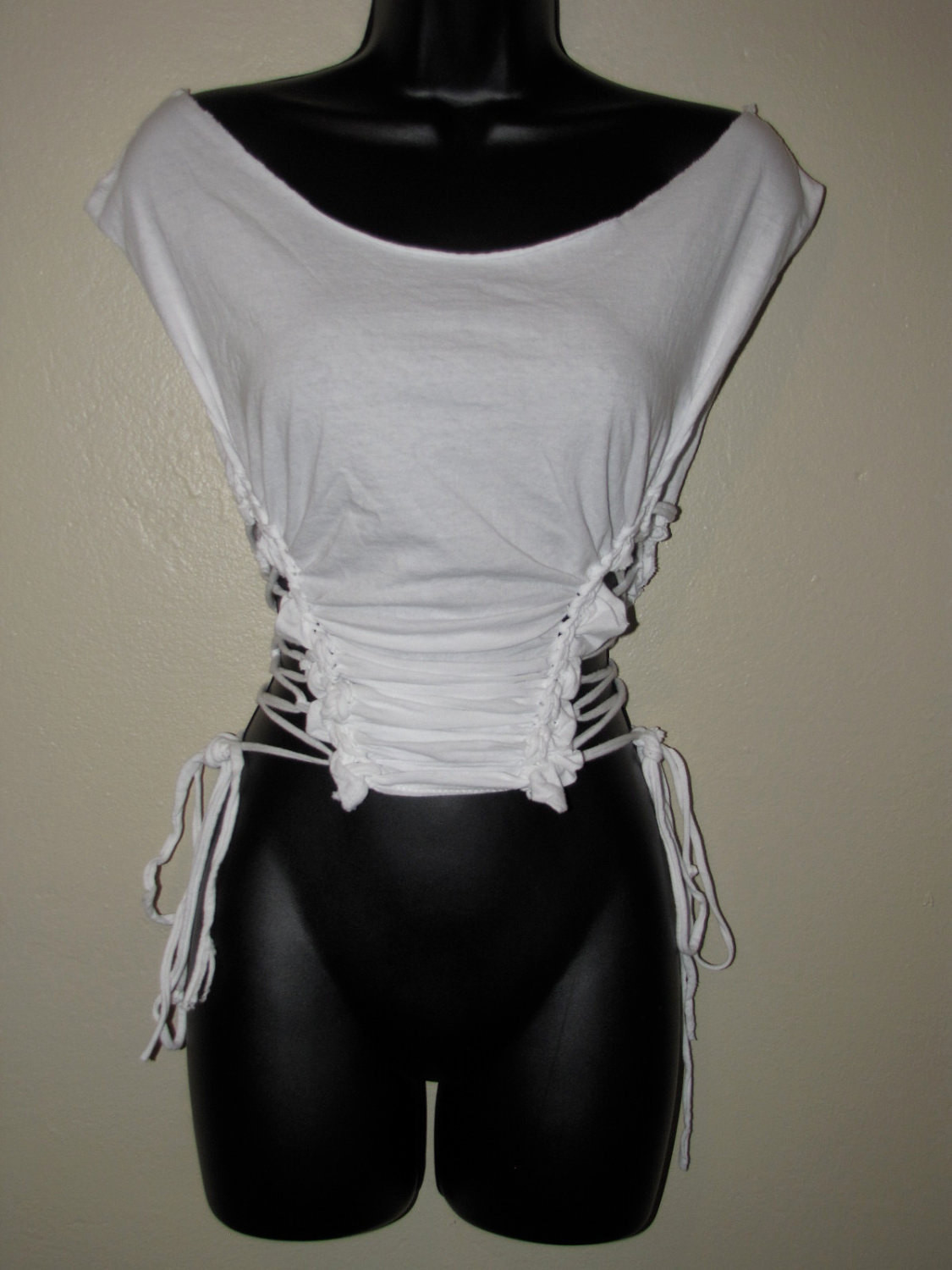 Best ideas about DIY Cutting T Shirt
. Save or Pin white cut out shredded DIY lace up t shirt Now.