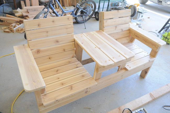 Best ideas about DIY Deck Benches
. Save or Pin How to Build a Double Chair Bench with Table Free Plans Now.