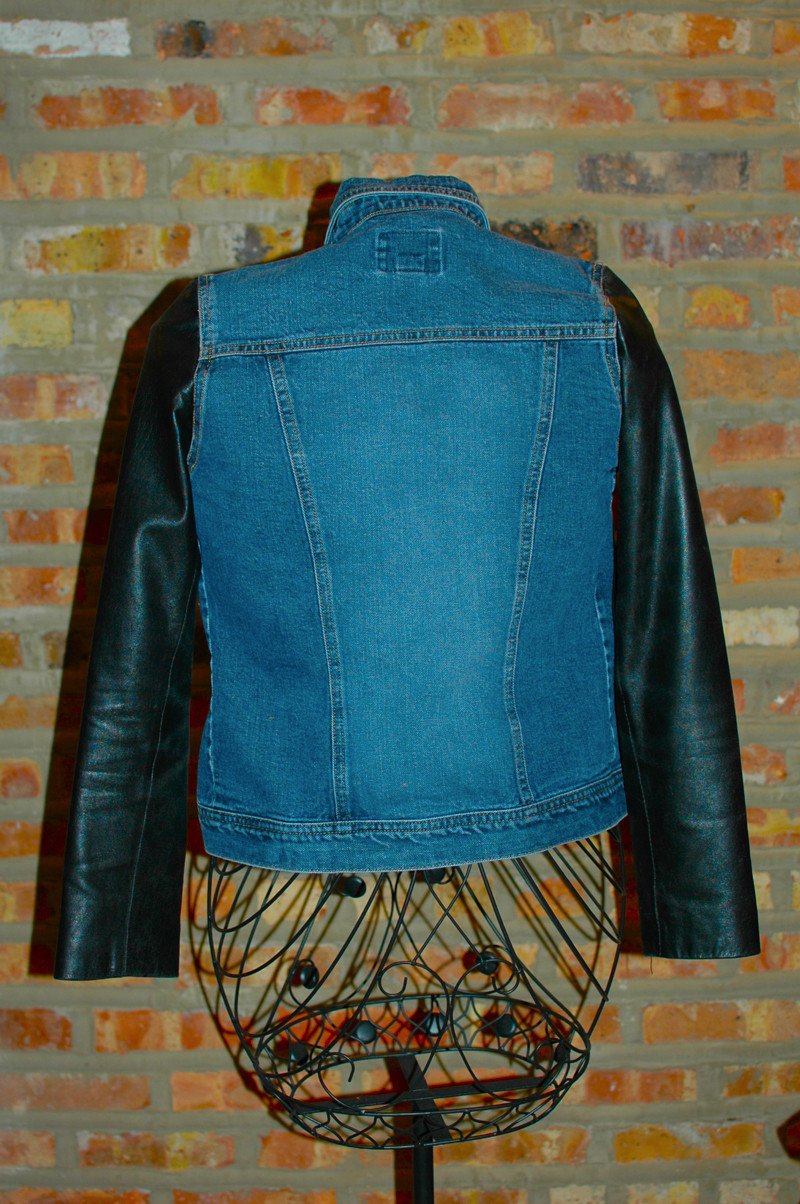 Best ideas about DIY Denim Jacket
. Save or Pin DIY Leather Sleeve Denim Jacket Now.