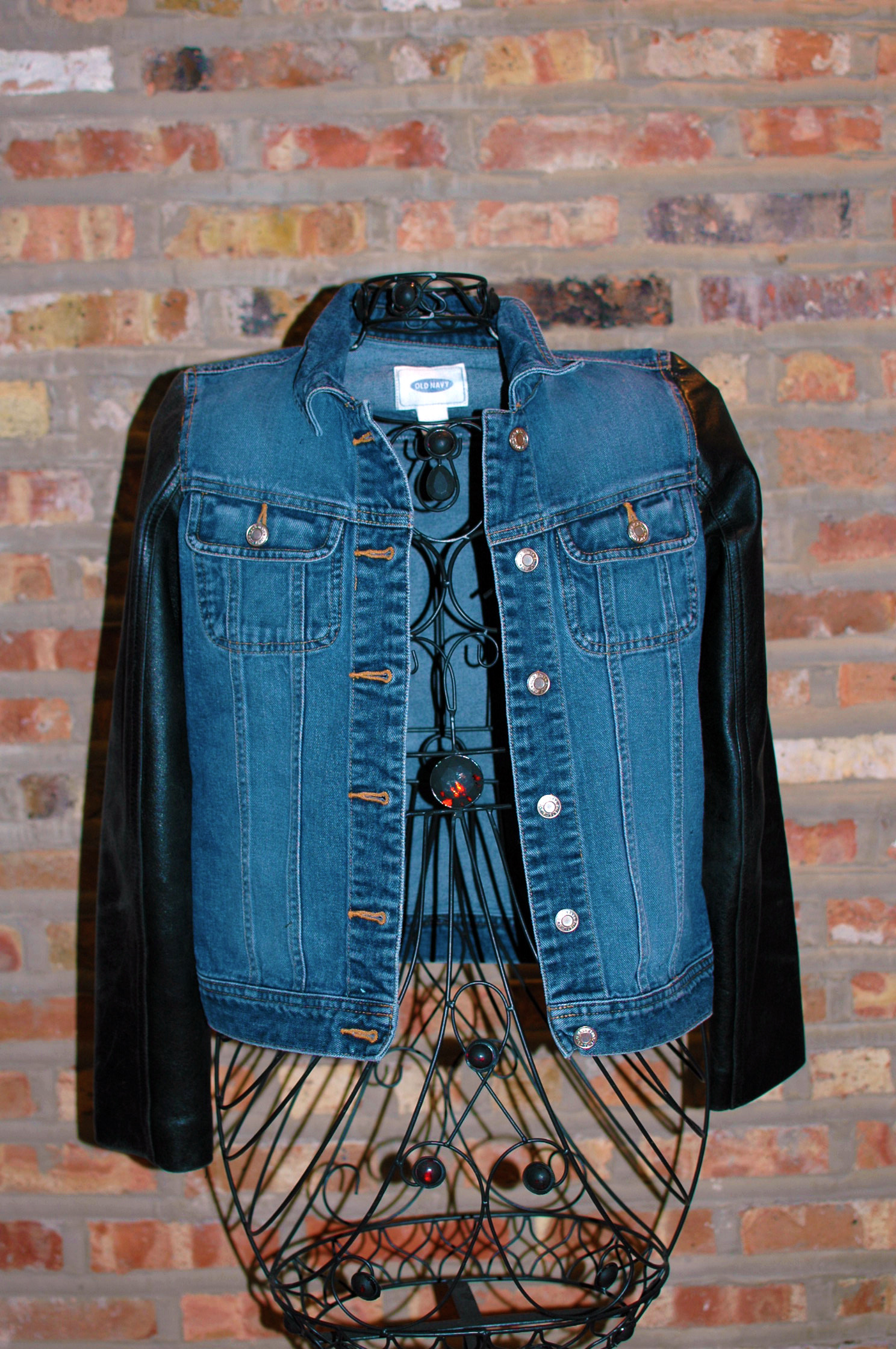 Best ideas about DIY Denim Jacket
. Save or Pin DIY Leather Sleeve Denim Jacket Now.