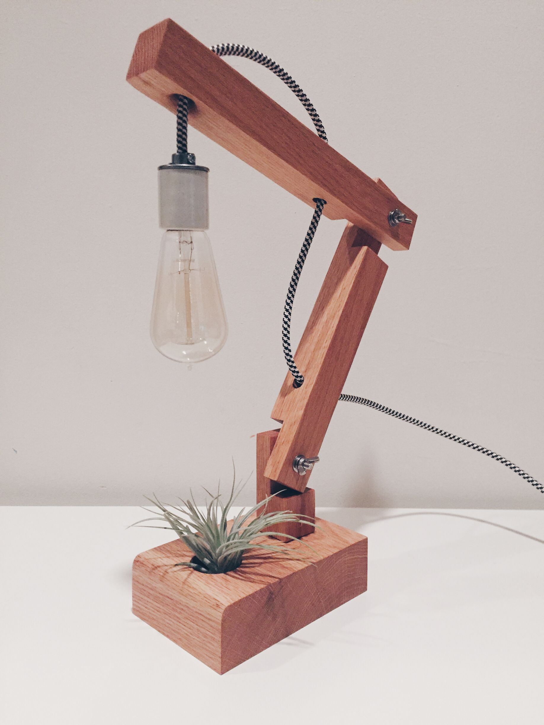 Best ideas about DIY Desk Lamps
. Save or Pin Hand made oak articulating desk lamp with airplant and Now.