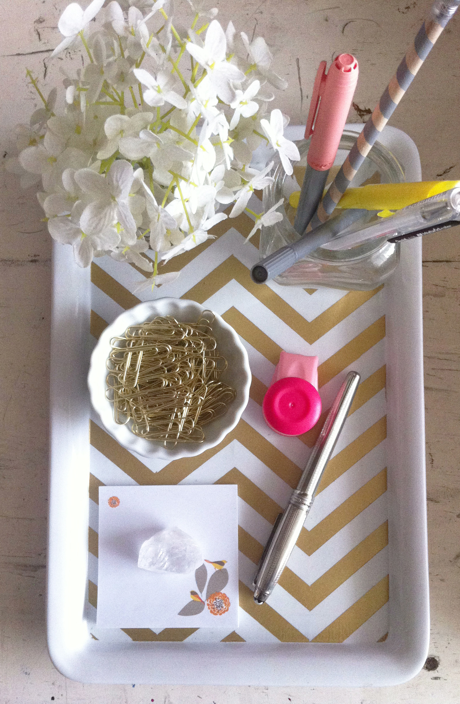 Best ideas about DIY Desk Organizer Tray
. Save or Pin DIY Gold Chevron Desk Tray Kate Spade office Now.