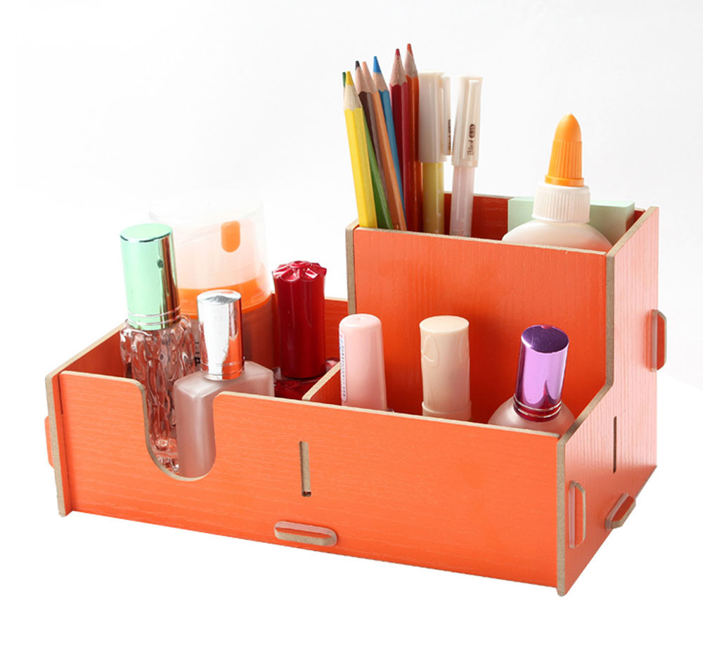Best ideas about DIY Desk Storage
. Save or Pin Three partments DIY Wood Desk Pencil Makeup Storage Now.