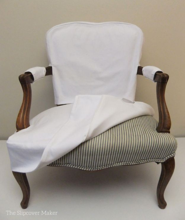 Best ideas about DIY Dining Chair Covers
. Save or Pin Simple White Denim Slipcover for French Chair Now.