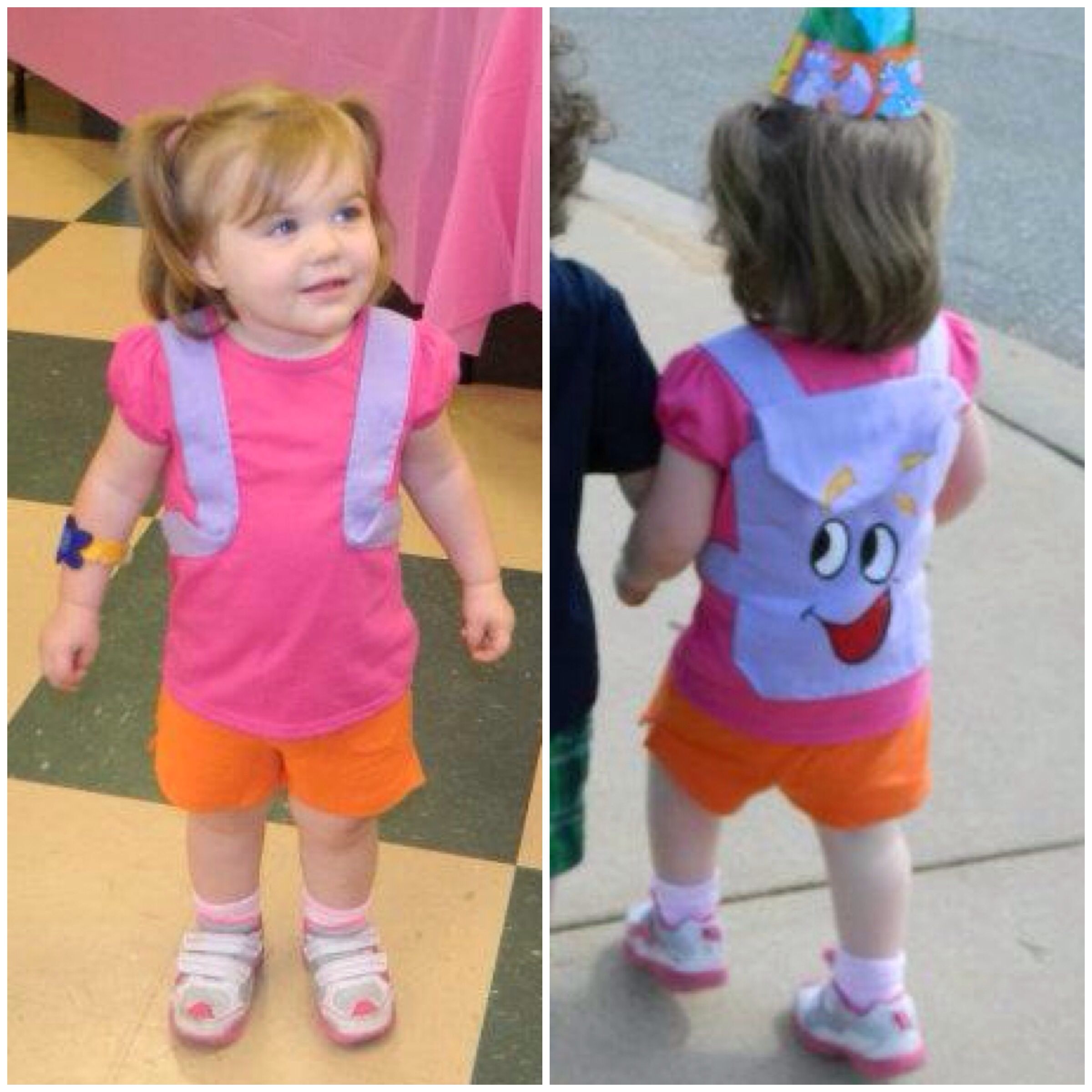 Best ideas about DIY Dora Costume
. Save or Pin DIY Dora the Explorer Costume Pink tshirt with purple Now.