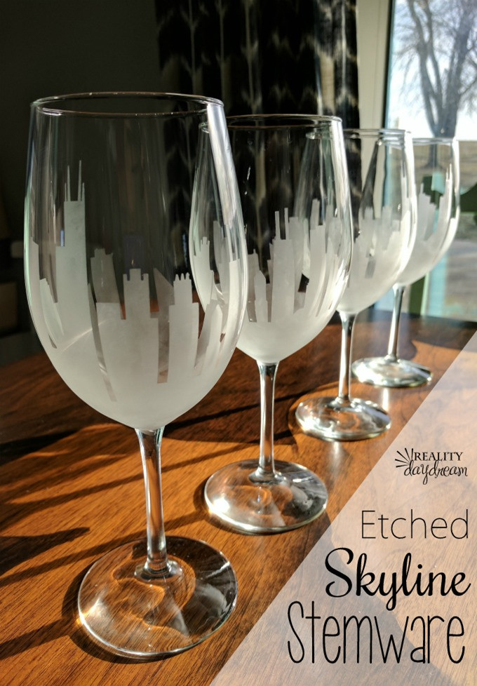 Best ideas about DIY Etched Wine Glasses
. Save or Pin Etched Skyline Stemware Tutorial Reality Daydream Now.