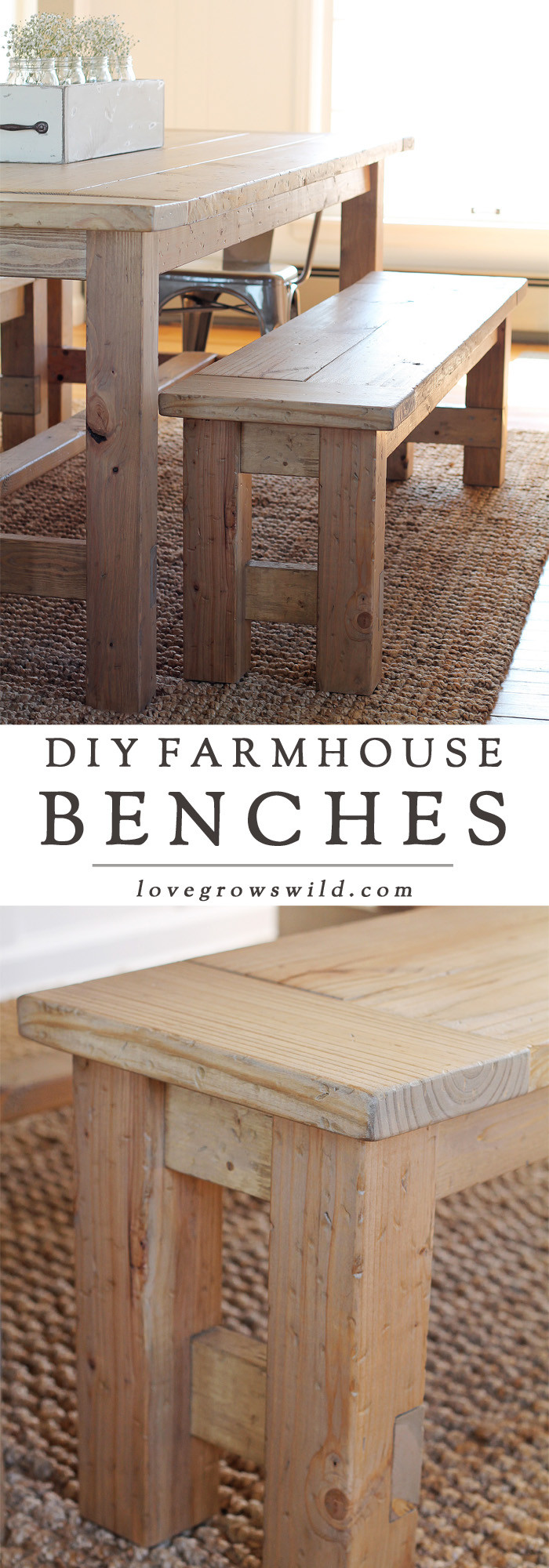 Best ideas about DIY Farmhouse Benches
. Save or Pin DIY Farmhouse Bench Love Grows Wild Now.