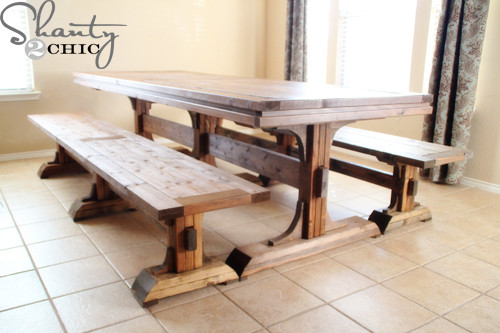 Best ideas about DIY Farmhouse Table And Bench
. Save or Pin DIY Furniture Triple Pedestal Bench Shanty 2 Chic Now.