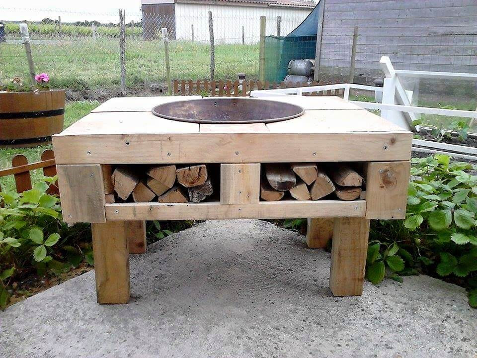 Best ideas about DIY Fire Table
. Save or Pin DIY Pallet Fire Pit Table with Firewood Storage Now.