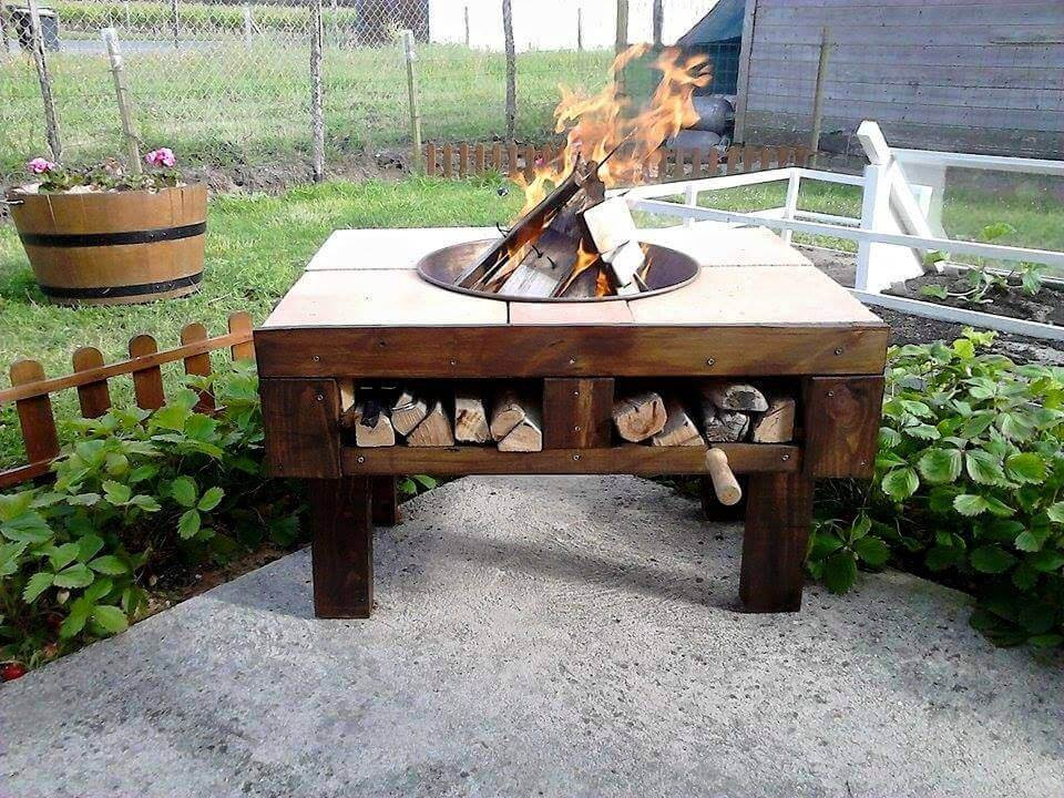 Best ideas about DIY Fire Table
. Save or Pin DIY Pallet Fire Pit Table with Firewood Storage Now.