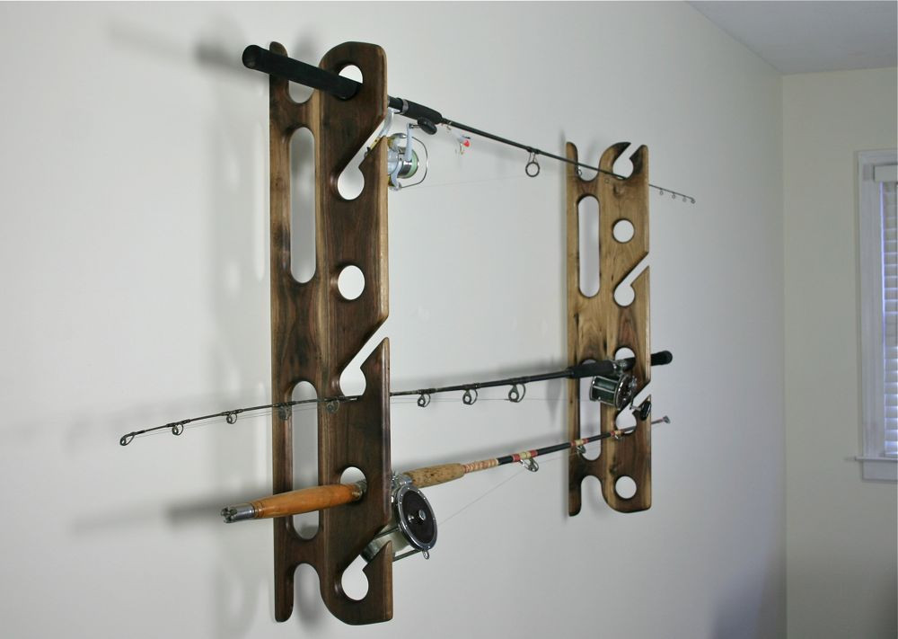 Best ideas about DIY Fishing Rod Holder Wall Mount
. Save or Pin Wall mounted Sport Fishing Rod Holders in Black Walnut Now.