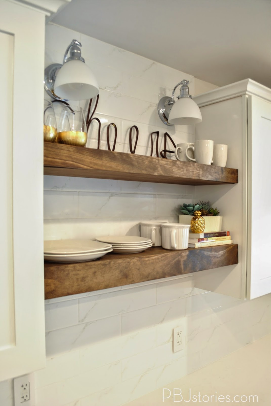 Best ideas about DIY Floating Shelves
. Save or Pin PBJstories Our DIY Open Kitchen Shelves Now.