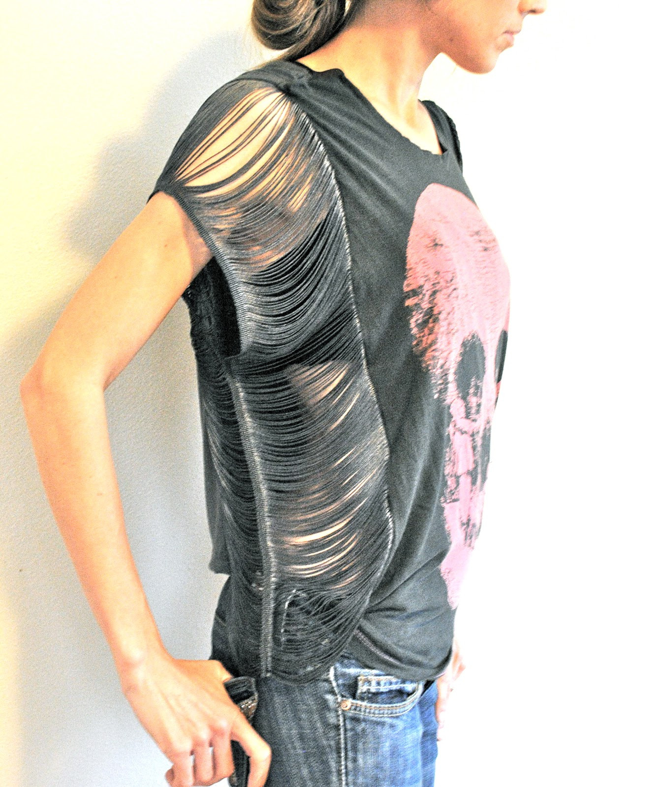 Best ideas about DIY Fringe Shirt
. Save or Pin Trash To Couture DIY Fringe Sleeve Seam Tee Now.