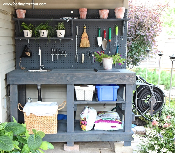 Best ideas about DIY Gardening Bench
. Save or Pin DIY Pallet Potting Bench Sneak Peek Setting for Four Now.