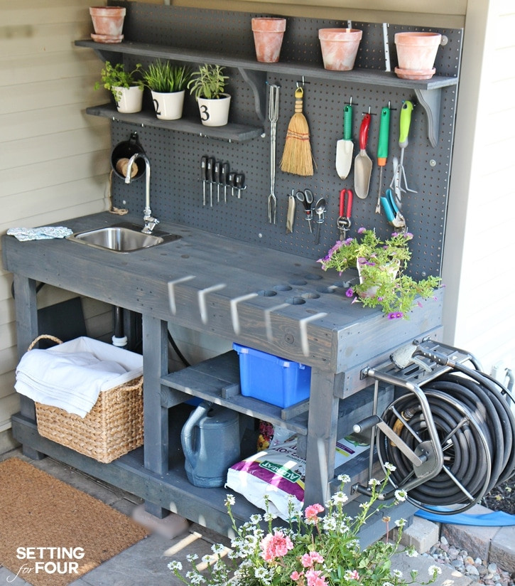 Best ideas about DIY Gardening Bench
. Save or Pin Make it DIY Potting Bench with Sink Setting for Four Now.