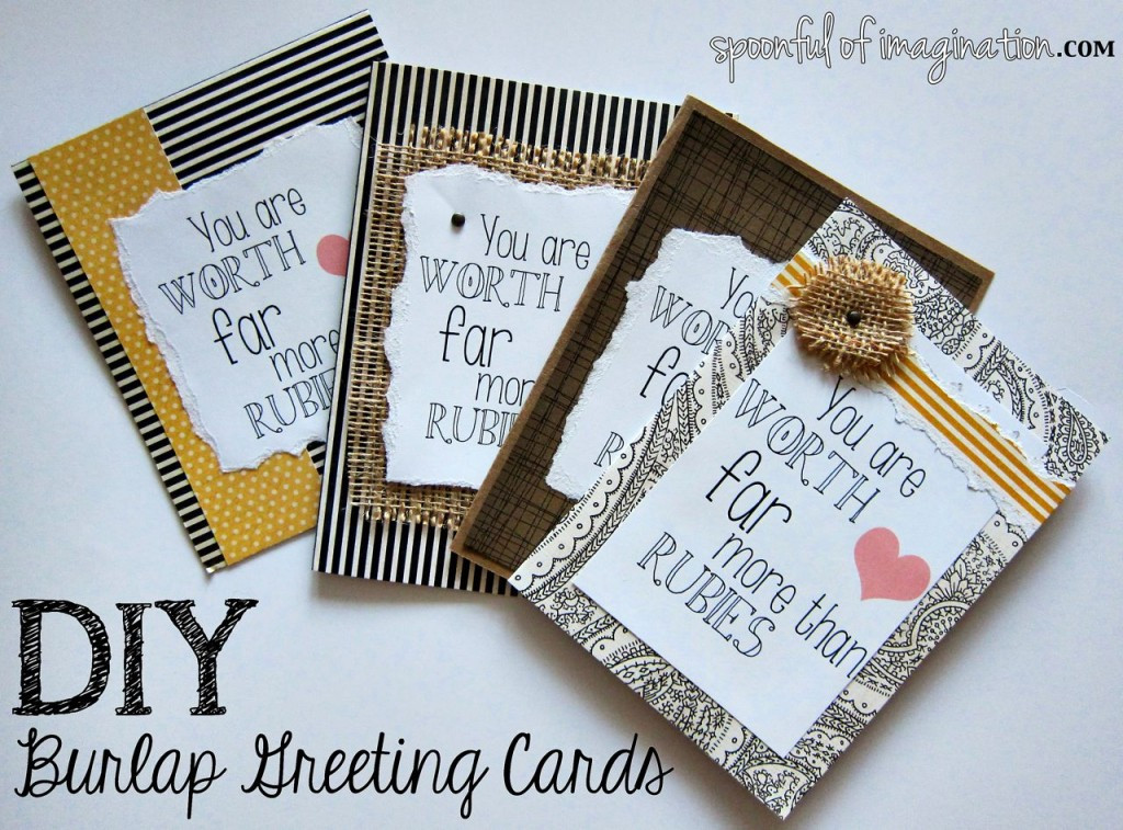 Best ideas about DIY Greeting Cards
. Save or Pin DIY Burlap Greeting Cards Spoonful of Imagination Now.