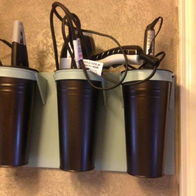 Best ideas about DIY Hair Dryer And Curling Iron Holder
. Save or Pin I used a garden flower holder for my curling irons hair Now.