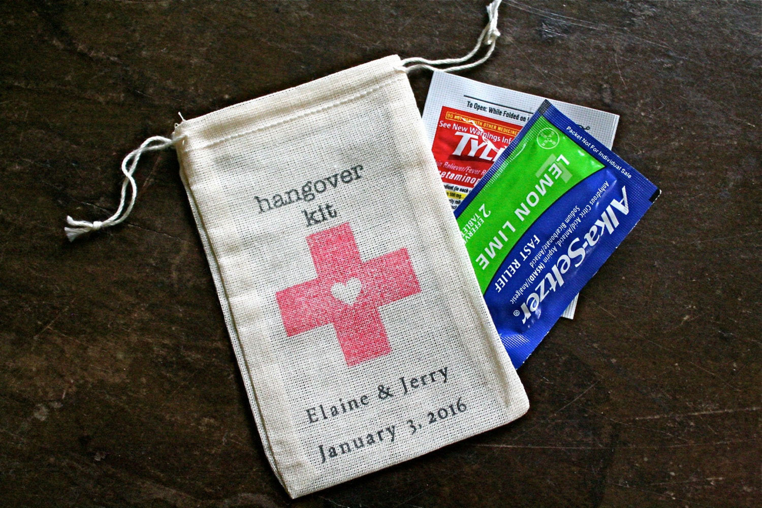 Best ideas about DIY Hangover Kit
. Save or Pin Personalized DIY Hangover Kit Wedding favor bags muslin Now.