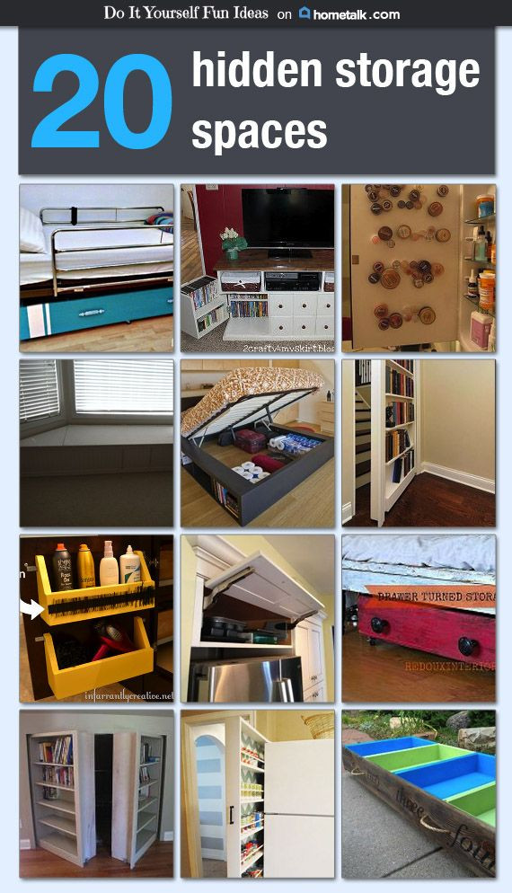Best ideas about DIY Hidden Storage
. Save or Pin 20 hidden storage spaces Idea Box by DIY Fun Ideas Now.