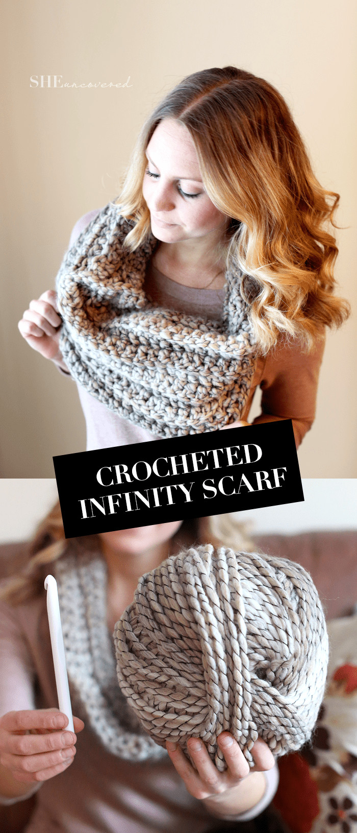 Best ideas about DIY Infinity Scarf
. Save or Pin DIY Crocheted Infinity Scarf • She Uncovered Now.