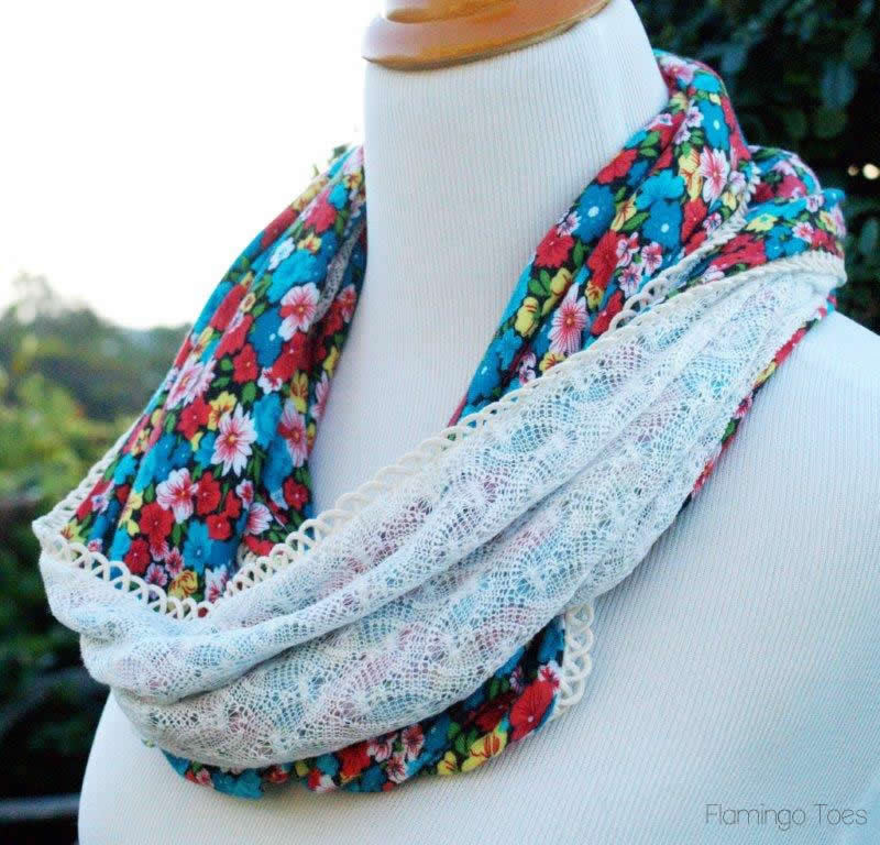 Best ideas about DIY Infinity Scarf
. Save or Pin 1 Hour Floral and Lace Infinity Scarf Now.