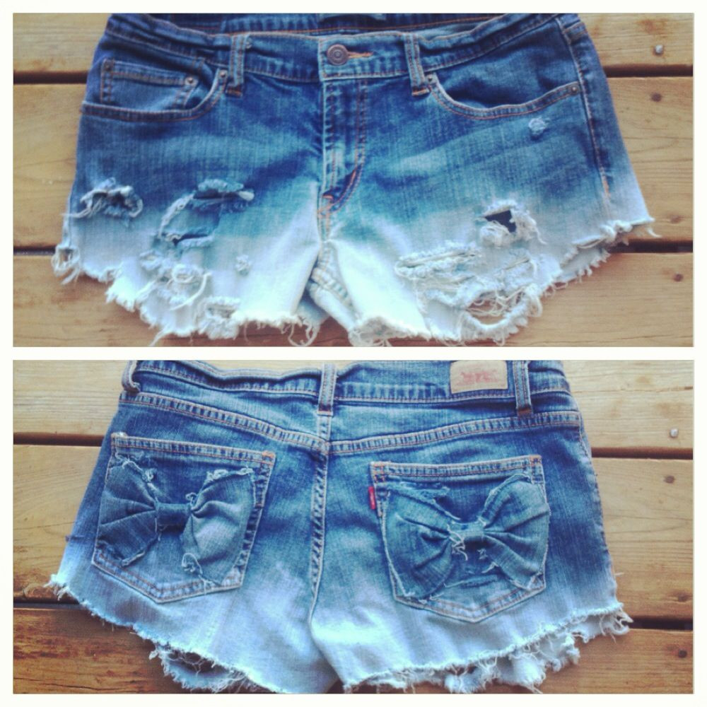 Best ideas about DIY Jean Shorts
. Save or Pin DIY ombre dip bleached jean shorts with back pocket bows Now.