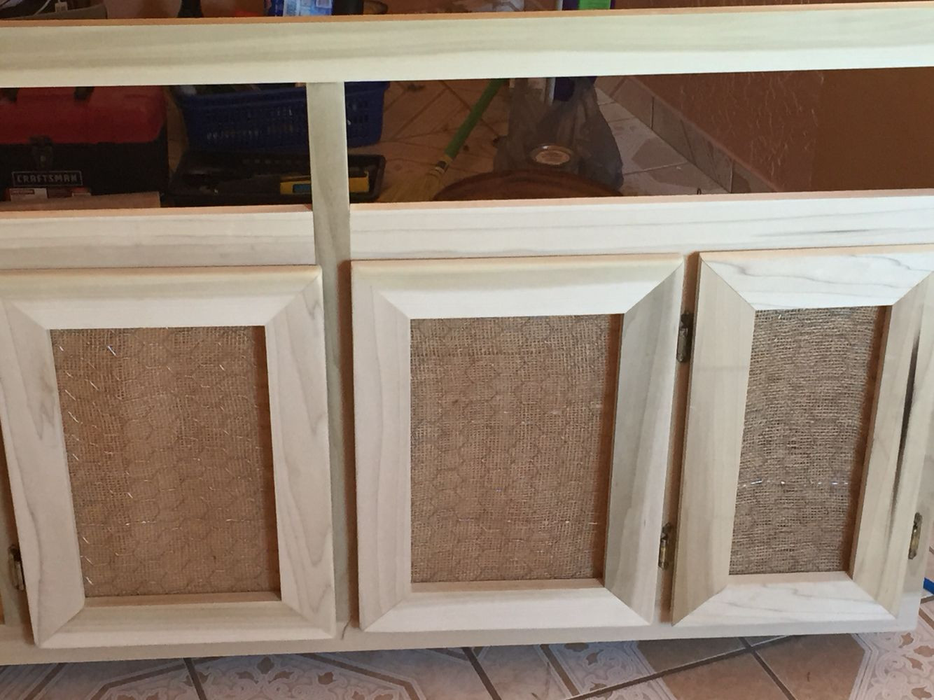 Best ideas about DIY Kitchen Cabinets Doors
. Save or Pin Diy cabinet door used burlap and chicken wire for a more Now.