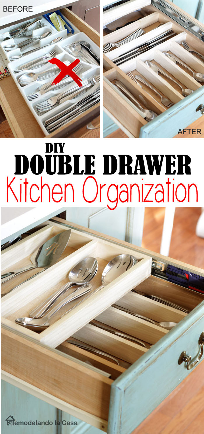 Best ideas about DIY Kitchen Drawers
. Save or Pin DIY Double Layer Drawer Organization Remodelando la Casa Now.