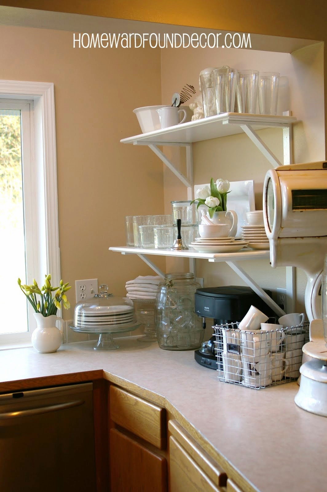 Best ideas about DIY Kitchen Shelf
. Save or Pin DIY Kitchen Cabinet to Shelf Makeover homewardFOUND decor Now.