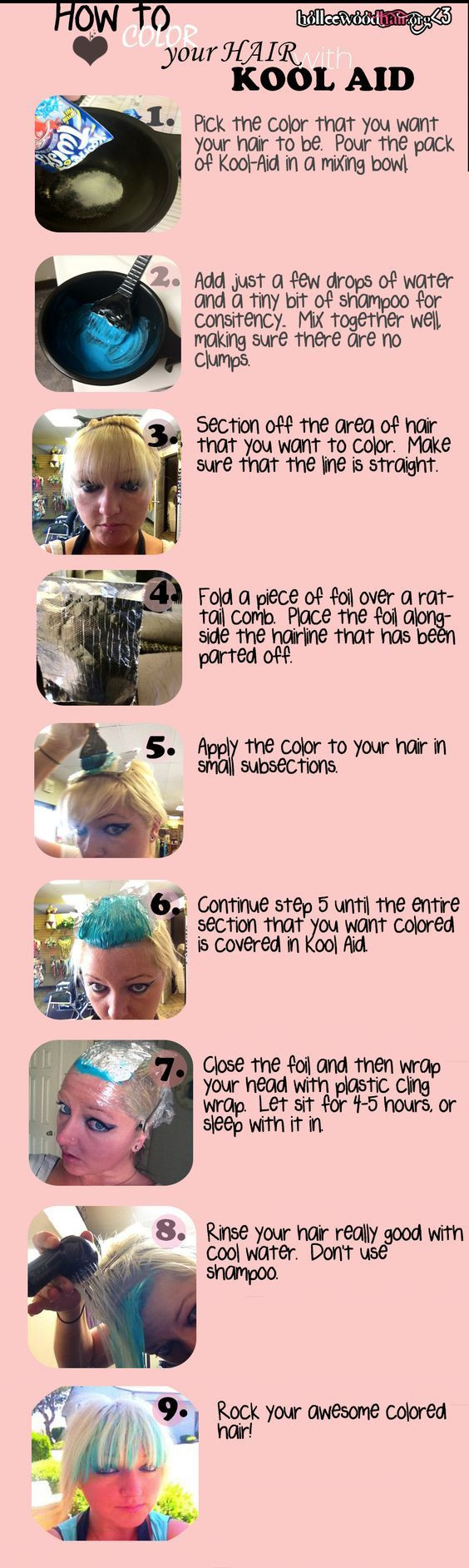 Best ideas about DIY Kool Aid Hair Dye
. Save or Pin DIY Hair Color with Kool Aid My daughter is begging me to Now.