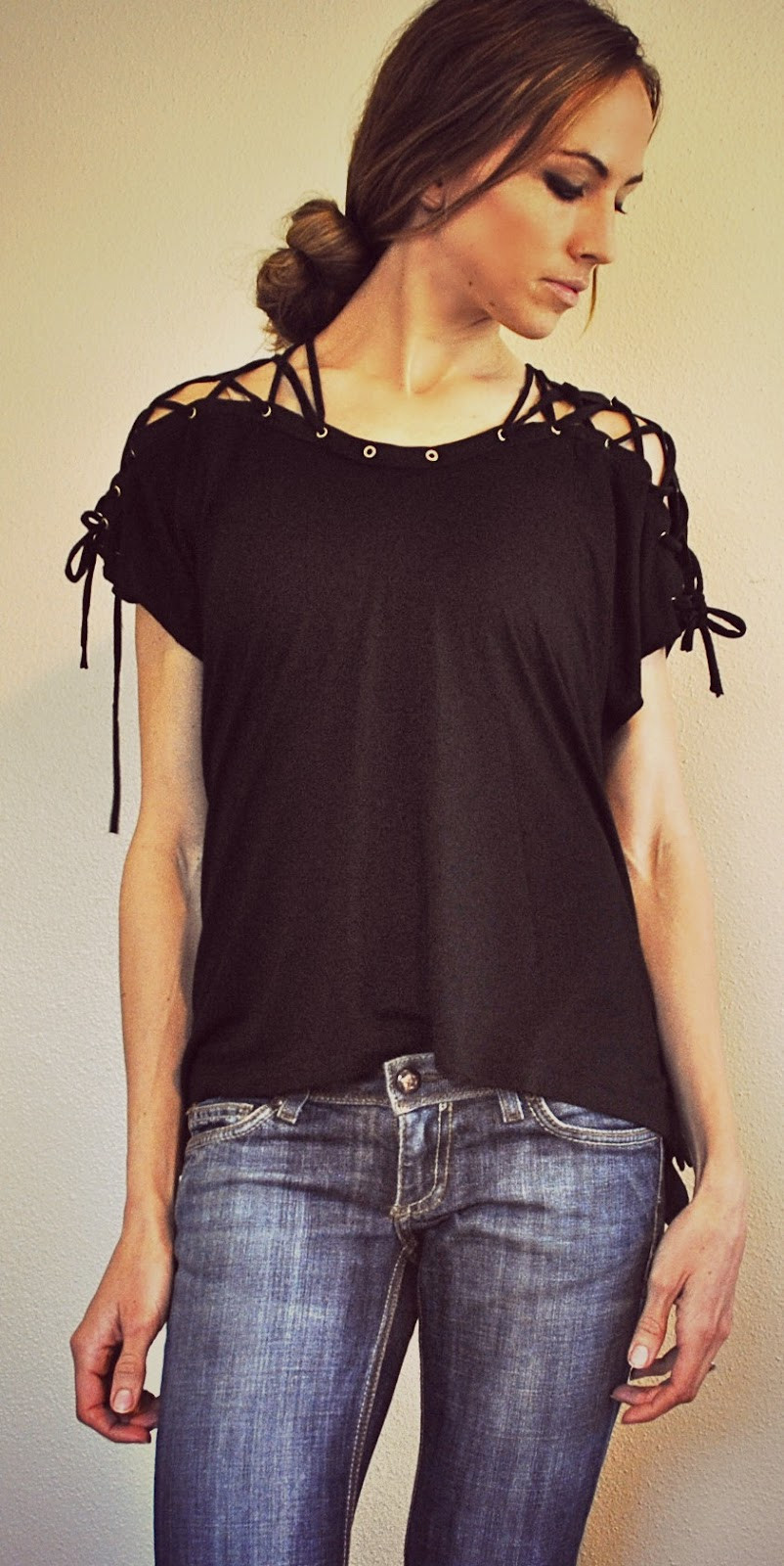 Best ideas about DIY Lace Up Shirt
. Save or Pin Trash To Couture DIY Lace Up Collar Now.