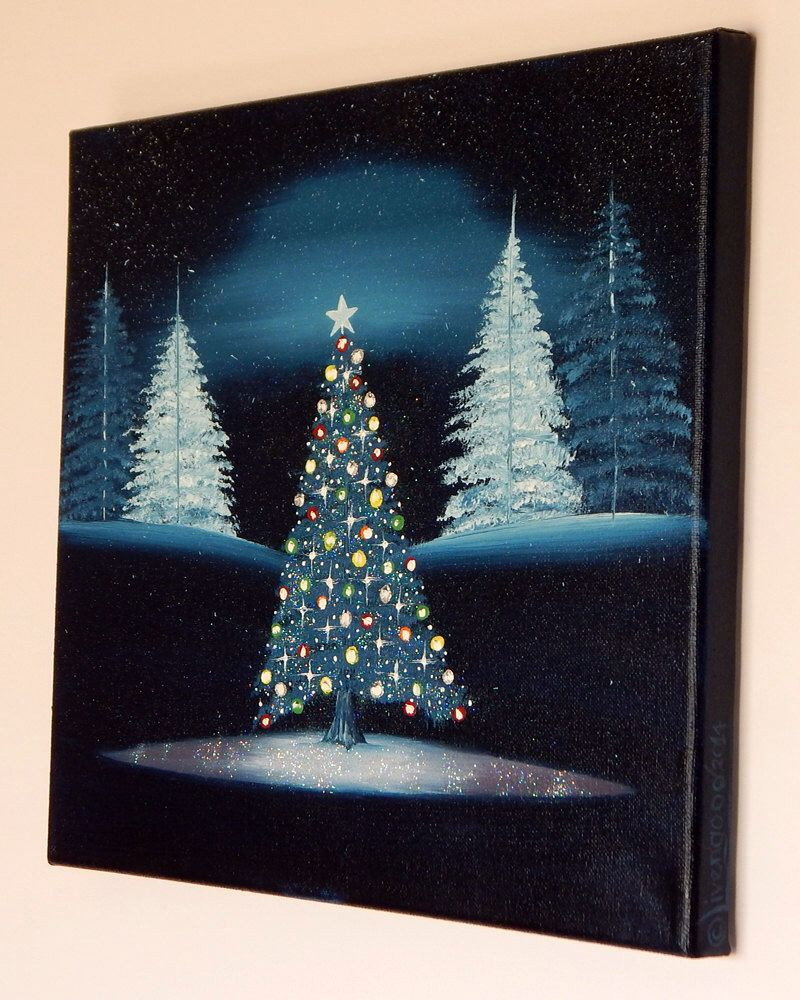 Best ideas about DIY Lighted Canvas
. Save or Pin Christmas Tree Lights Christmas Star Original oil painting Now.