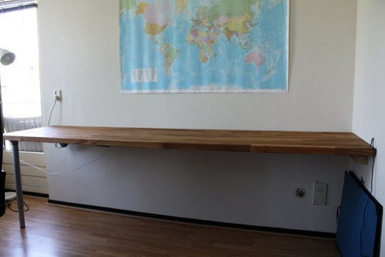 Best ideas about DIY Long Desk
. Save or Pin Use Ikea countertop as a long desk for home office Now.