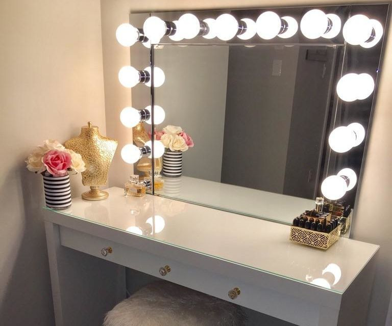 Best ideas about DIY Makeup Vanity With Lights
. Save or Pin VANITY MIRROR WITH DESK & LIGHTS 8 Steps with Now.