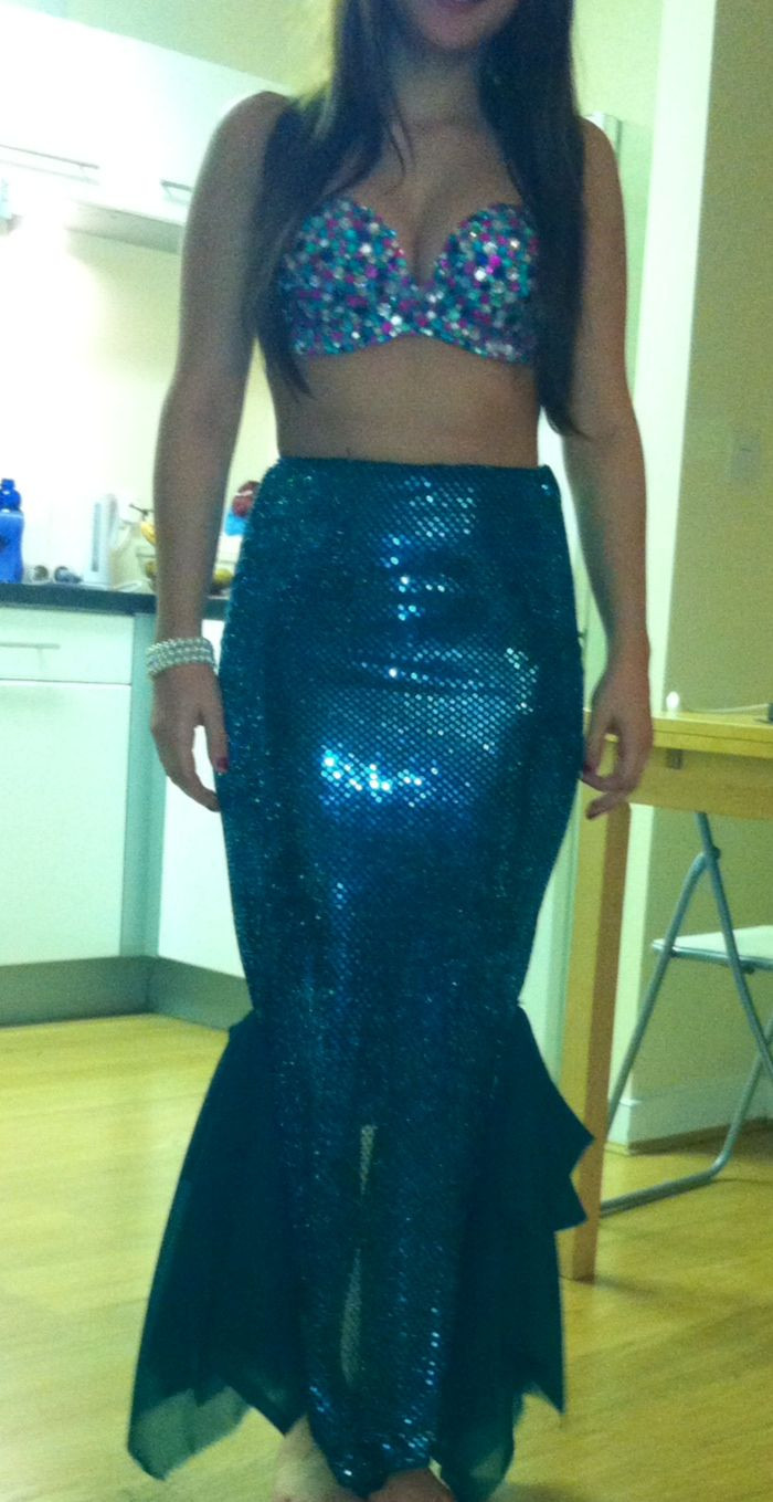 Best ideas about DIY Mermaid Skirt Costume
. Save or Pin Mermaid diy costume Gemstones glued on VS bra and Now.