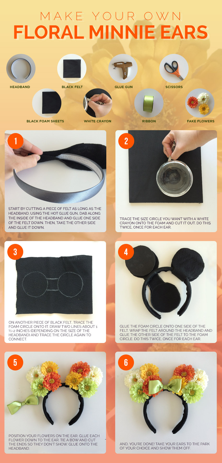 Best ideas about DIY Minnie Ears
. Save or Pin DIY Minnie Floral Ears Now.