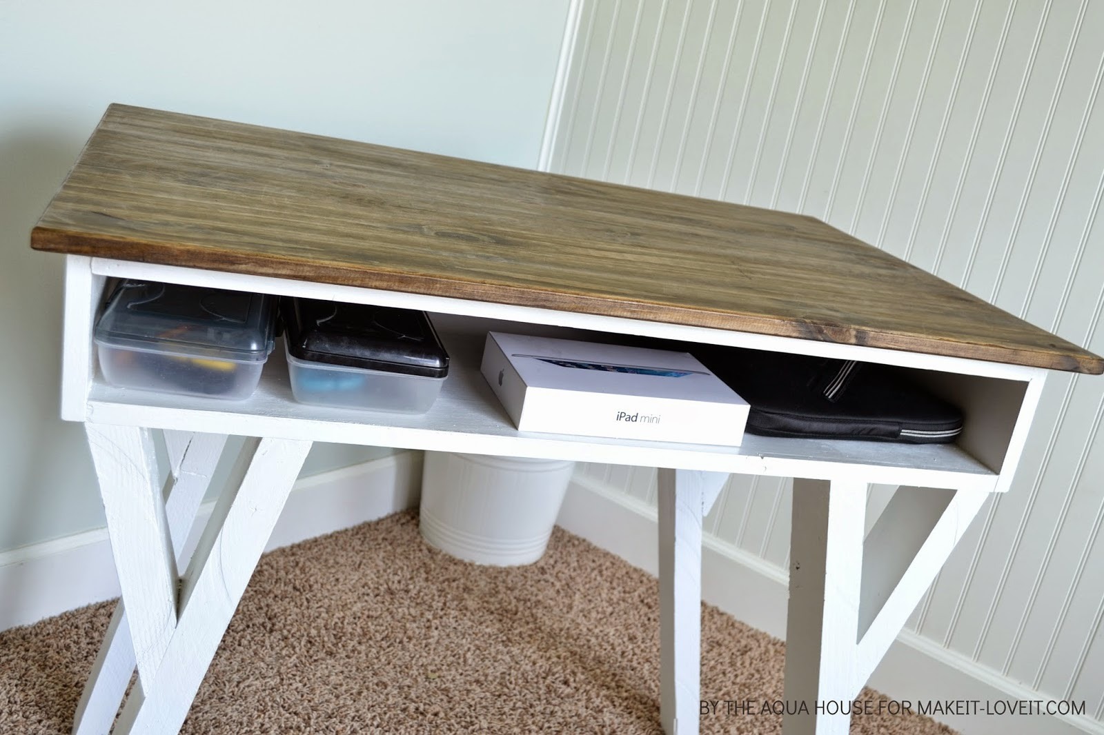 Best ideas about DIY Modern Desk
. Save or Pin DIY Farmhouse Modern Desk with open front storage cubby Now.