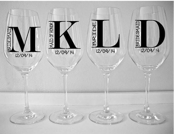 Best ideas about DIY Monogram Wine Glass
. Save or Pin SINGLE DIY Wine Glass Decal Monogram with Title and Date Now.