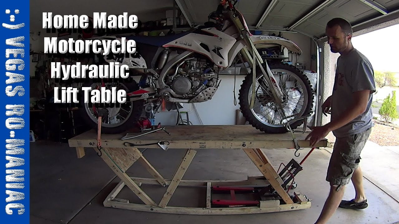 Best ideas about DIY Motorcycle Lift
. Save or Pin Under $20 DIY Home Made Motorcycle Hydraulic Lift Table Now.