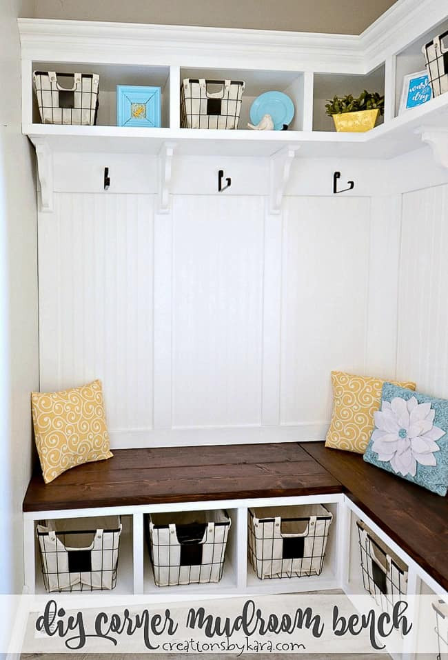 Best ideas about DIY Mud Room
. Save or Pin DIY Mudroom Corner Bench Tutorial Creations by Kara Now.