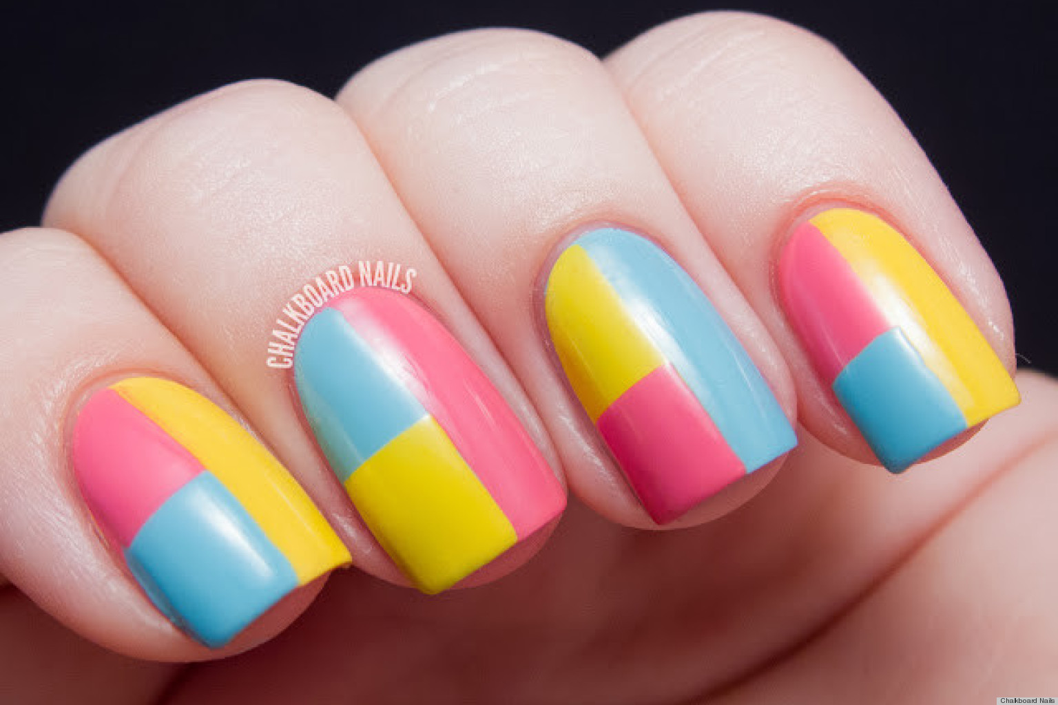 Best ideas about DIY Nail Art
. Save or Pin DIY Nail Art A Colorblock Manicure With Mod Appeal Now.