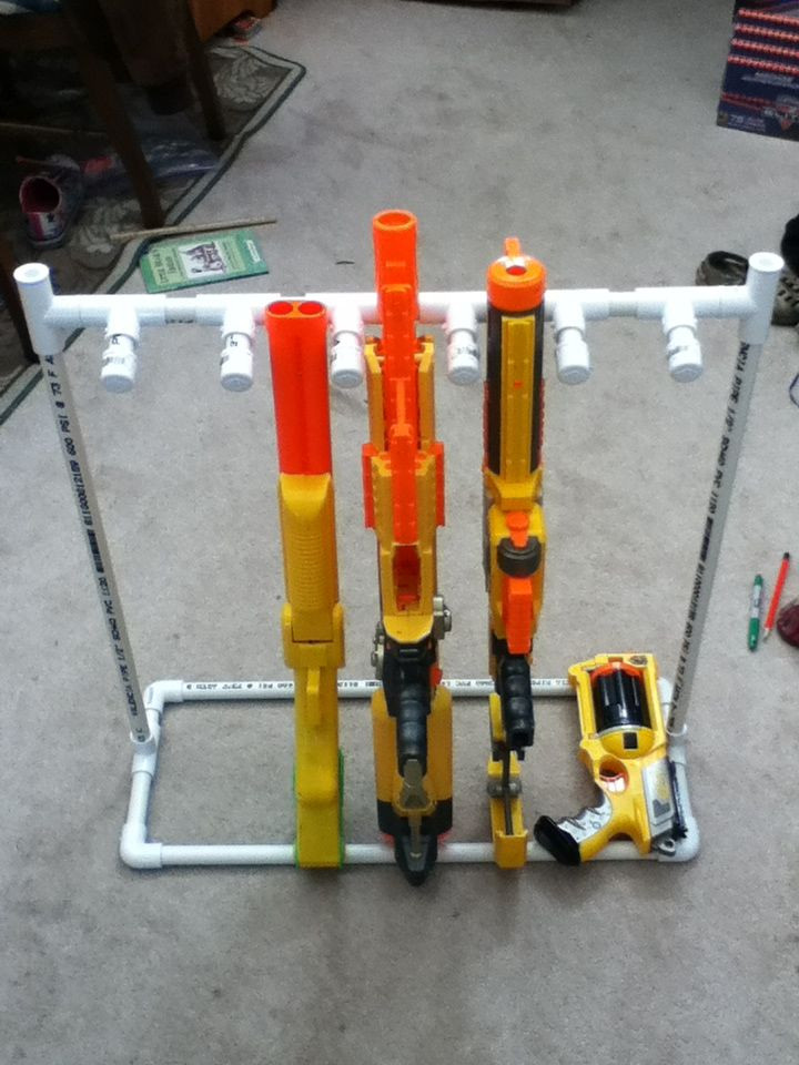 Best ideas about DIY Nerf Gun Rack
. Save or Pin DIY Nerf Gun storage rack PVC pipes HOME Now.