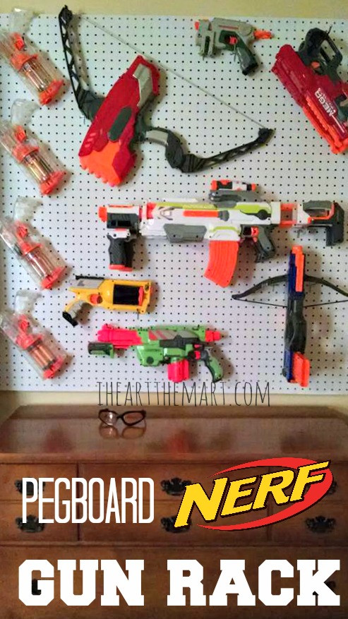 Best ideas about DIY Nerf Gun Rack
. Save or Pin Nerf Pegboard Gun Rack Now.