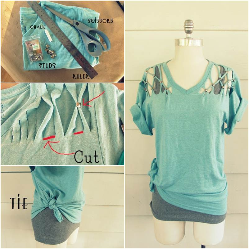 Best ideas about DIY Old T Shirt
. Save or Pin How to DIY Refashion a Basic Tee into a Lattice Stud T shirt Now.