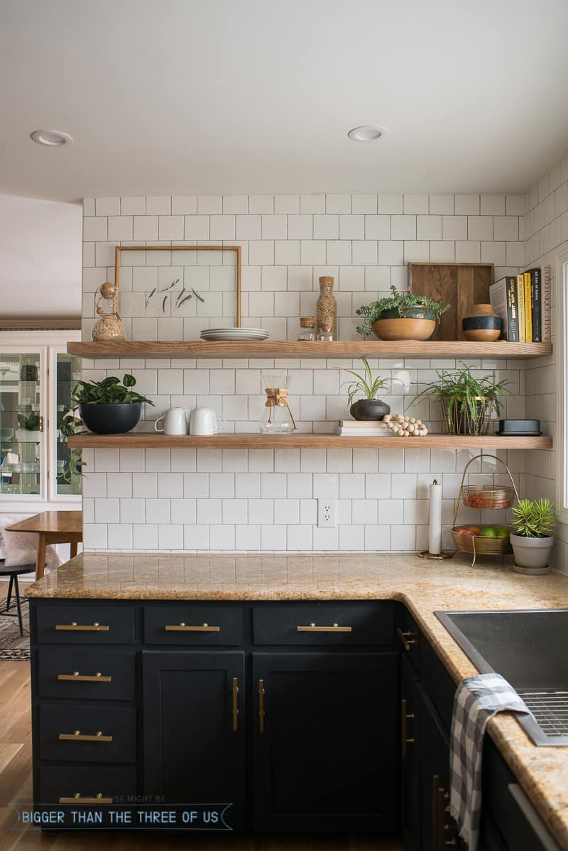 Best ideas about DIY Open Shelves Kitchen
. Save or Pin Kitchen Reveal with Dark Cabinets and Open Shelving Now.